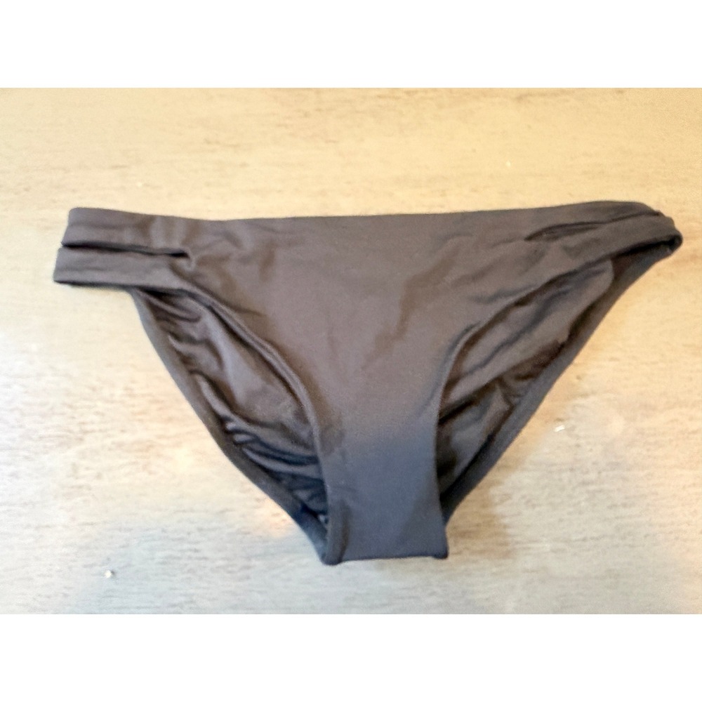 L Space Black Full Cut Bikini Bottom Double Side Strap Swim Large NWOT